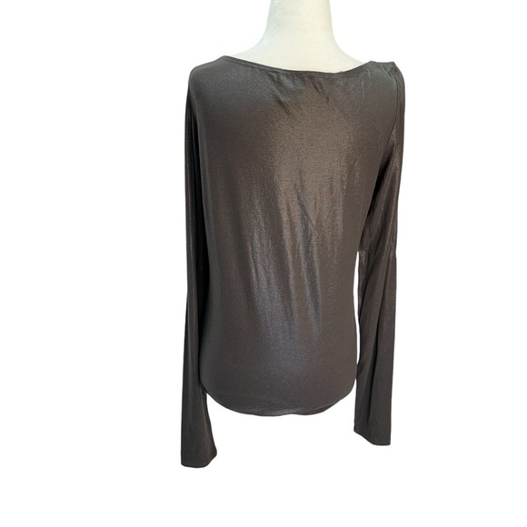 Sarah Pacini Long Sleeve Round Neck Metallic T Shirt Top Size L - Picture 6 of 9